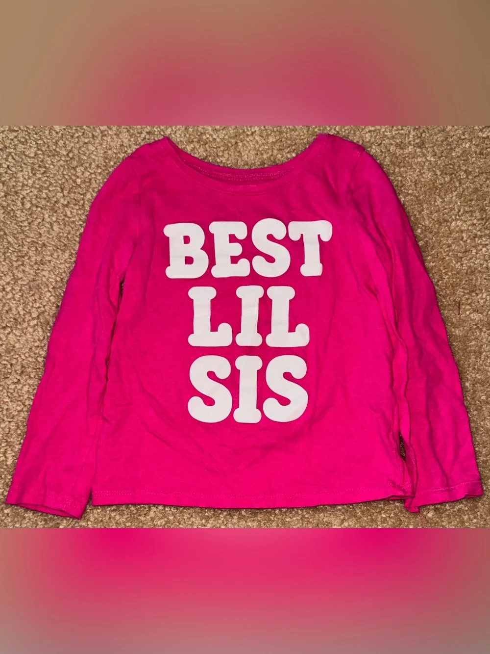 Girls Bright Pink 'Best Lil Sis' Long-Sleeve Tee